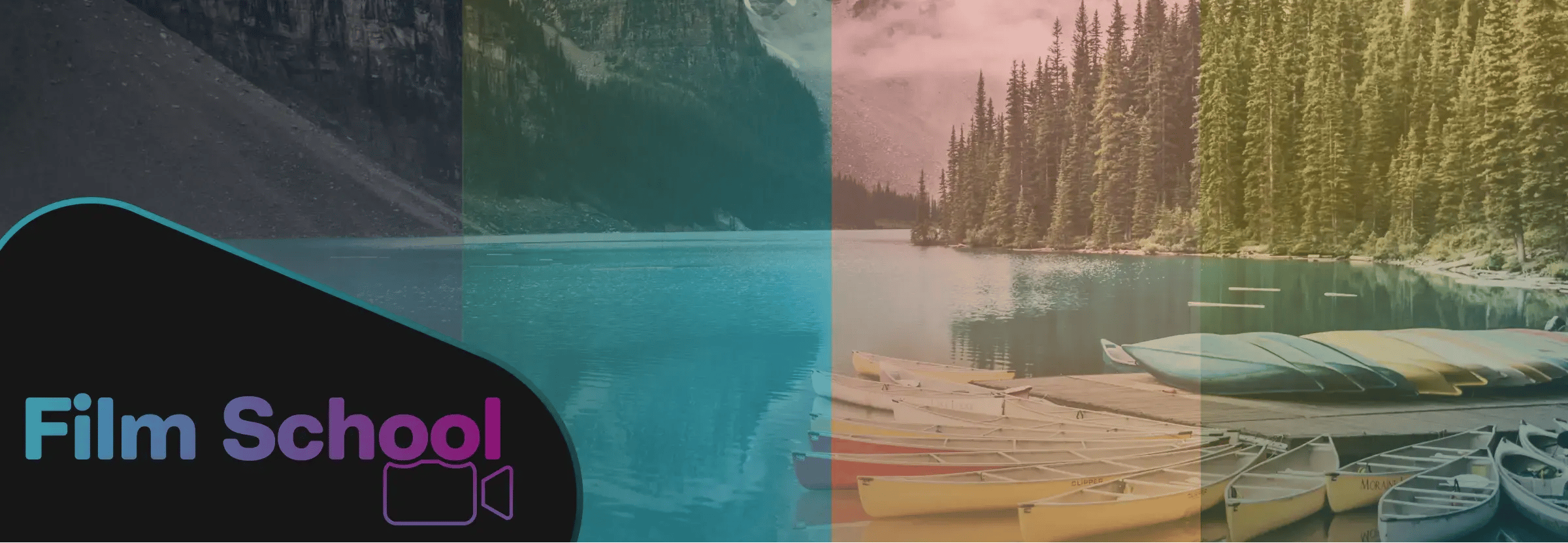 Examples of video overlays. WeVideo Film School graphic in bottom left corner. 